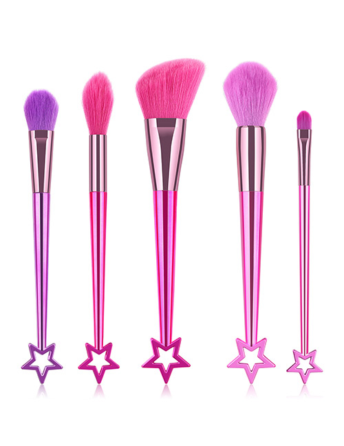 Trendy Pink+purple Stars Shape Decorated Cosmetic Brush(5pcs)