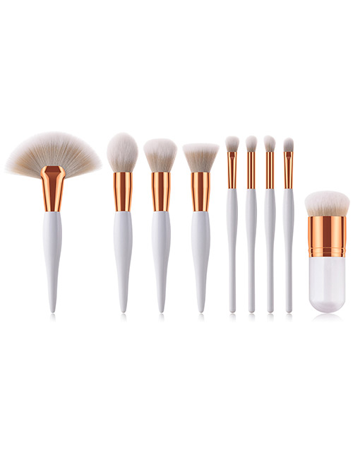 Trendy Gray+white Color Matching Design Cosmetic Brush(9pcs)
