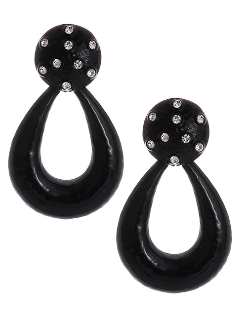 Fashion Black Waterdrop Shape Decorated Earrings