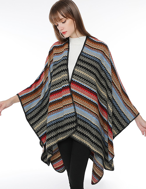 Fashion Multi-color Stripe Pattern Decorated Scarf