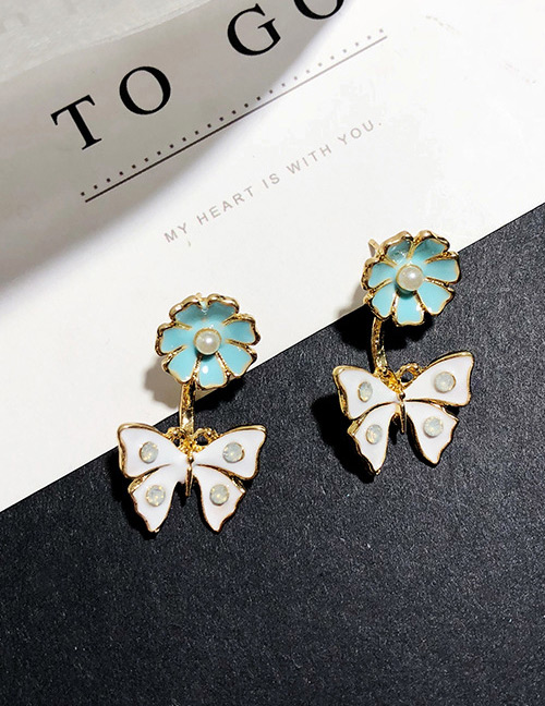 Fashion Blue Butterfly Shape Decorated Earrings