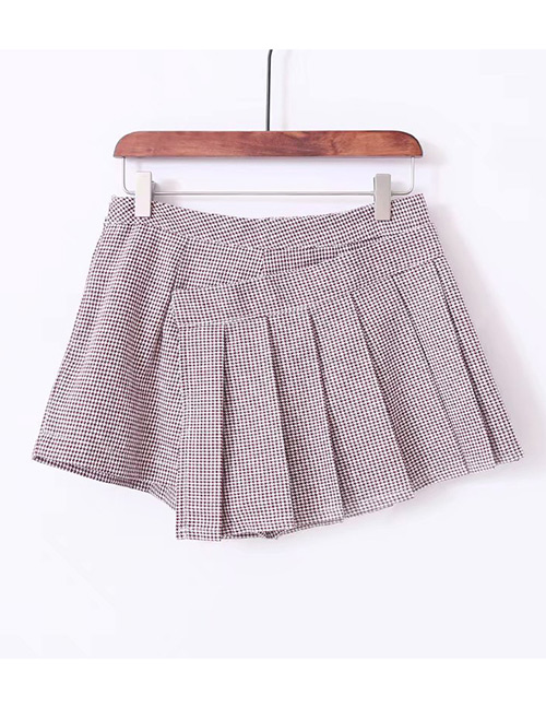 Fashion Light Pink Grids Pattern Decorated Skirt