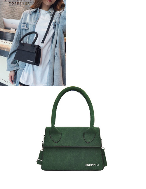 Fashion Green Pure Color Decorated Bag
