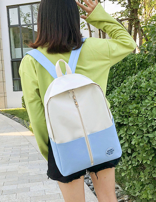 Fashion Blue Color-matching Decorated Bag
