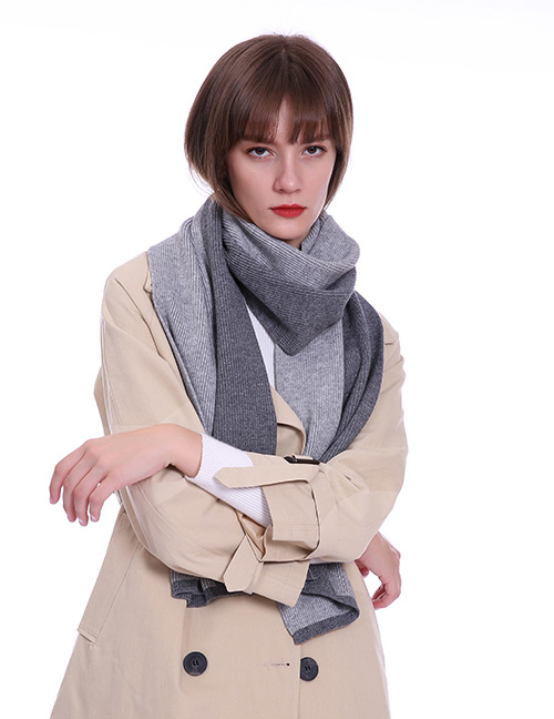 Fashion Gray Color-matching Decorated Scarf