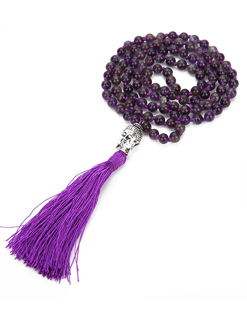 Fashion Purple Tassel Decorated Necklace