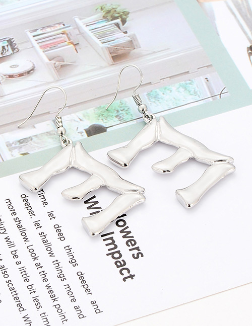 Fashion Silver Color Letter E Shape Decorated Earrings