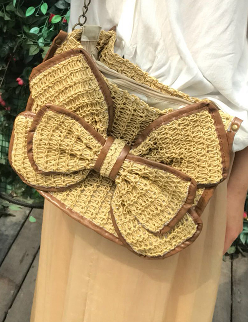 Fashion Khaki Bowknot Shape Decorated Bag