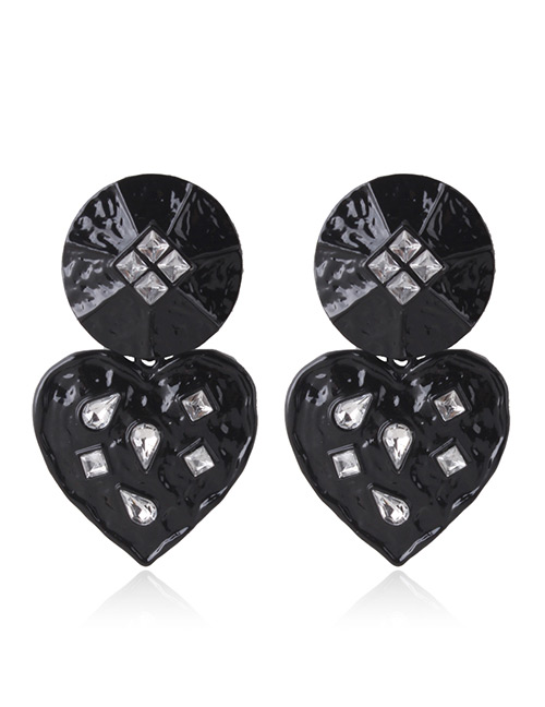 Fashion Black Heart Shape Decorated Earrings