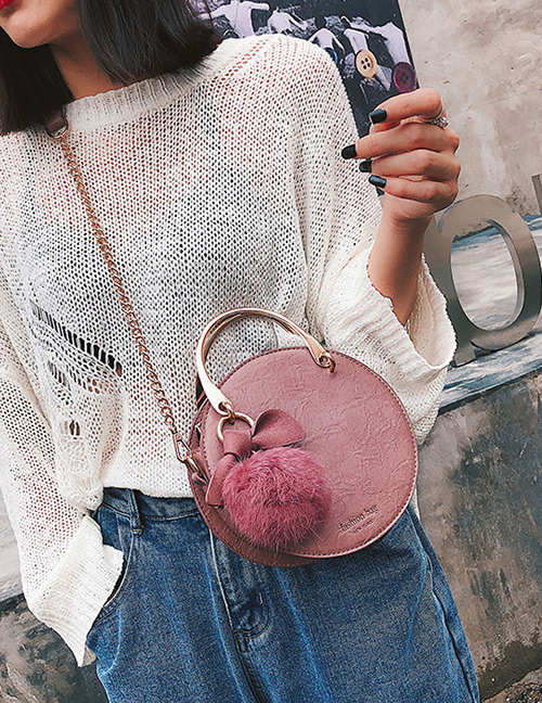Fashion Pink Round Shape Decorated Bag