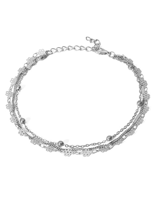 Fashion Silver Color Pure Color Decorated Multi-layer Anklet