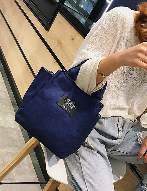 Fashion Blue Letter Pattern Decorated Handbag