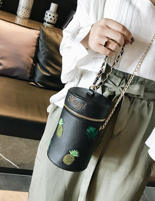 Fashion Black Pineapple Pattern Decorated Shoulder Bag