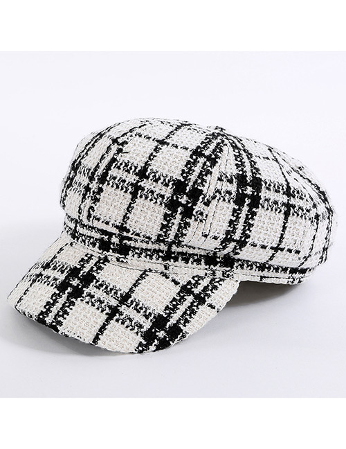 Simple White Grid Pattern Decorated Hat
