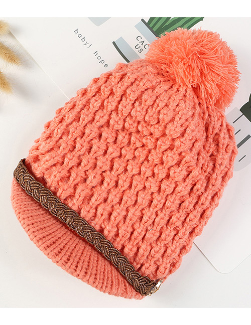 Simple Orange Pom Ball Decorated Pure Color Hat
