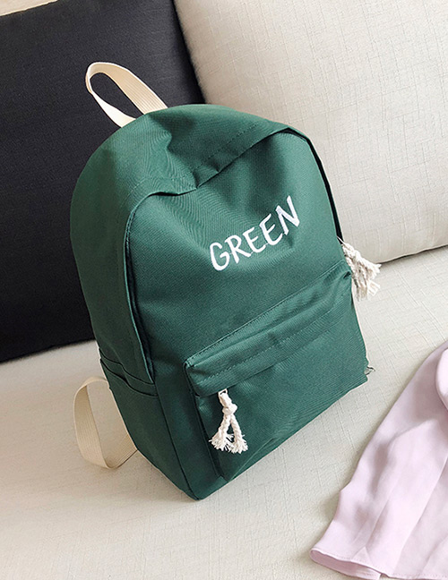 Fashion Olive Green Letter Pattern Decorated Backpack