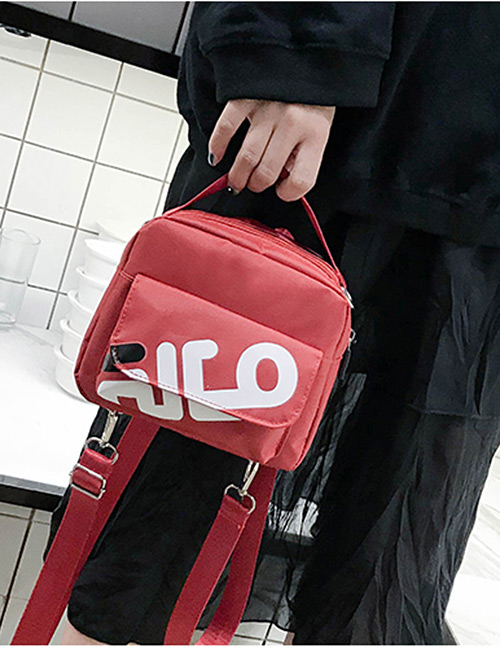 Simple Red Square Shape Decorated Shoulder Bag