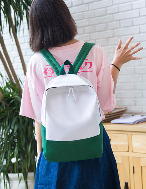 Simple Green Color Matching Decorated Backpack