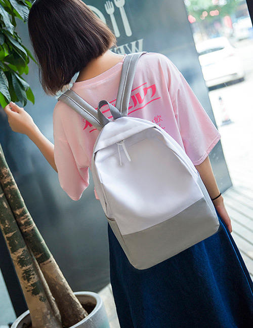 Simple Gray Color Matching Decorated Backpack