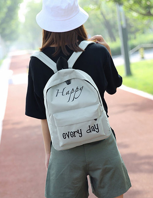 Simple Gray Letter Pattern Decorated Backpack