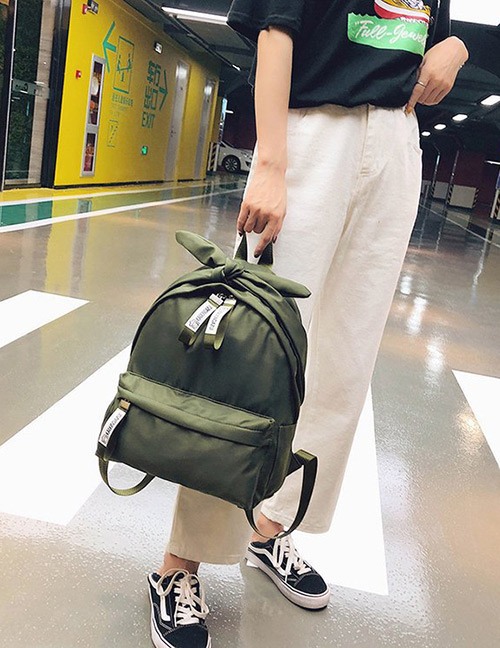 Simple Green Bowknot Shape Decorated Backpack