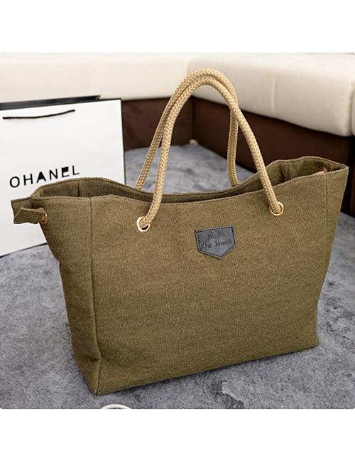 Simple Khaki Pure Color Decorated Handbag