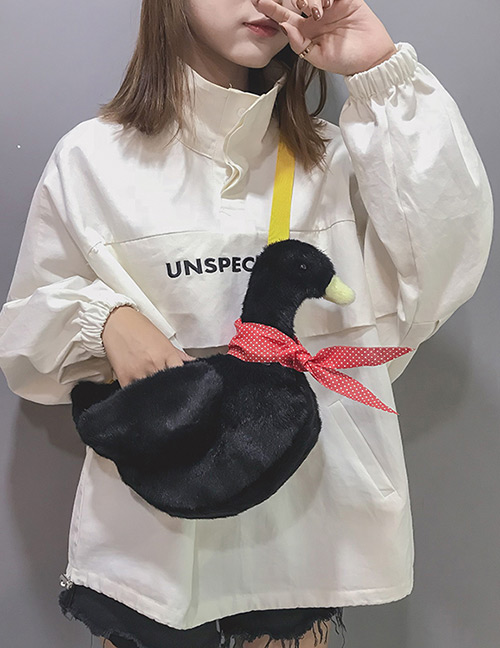 Simple Black Goose Shape Decorated Shoulder Bag