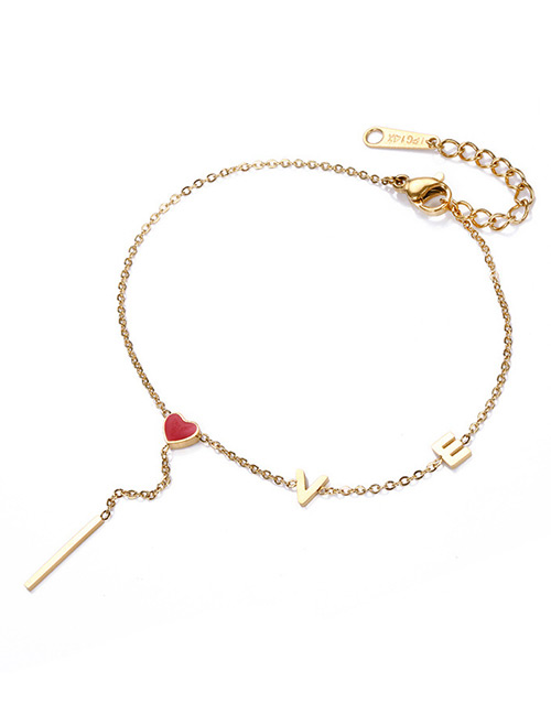 Fashion Gold Color Letter Love Pendant Decorated Bracelet