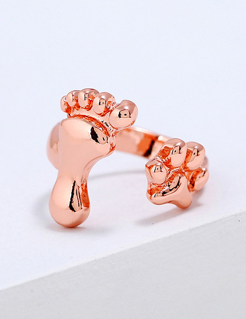 Fashion Rose Gold Foot Shape Decorated Ring