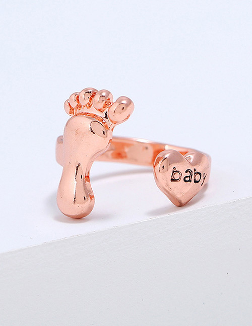 Fashion Rose Gold Heart&foot Shape Decorated Ring