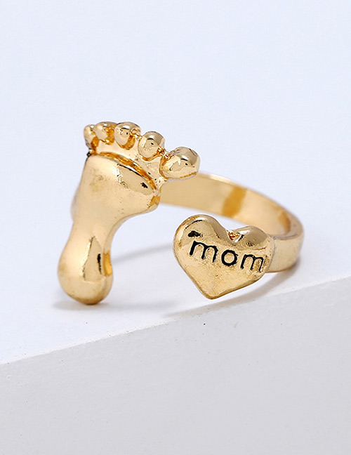 Simple Gold Color Foot&heart Shape Decorated Pure Color Ring