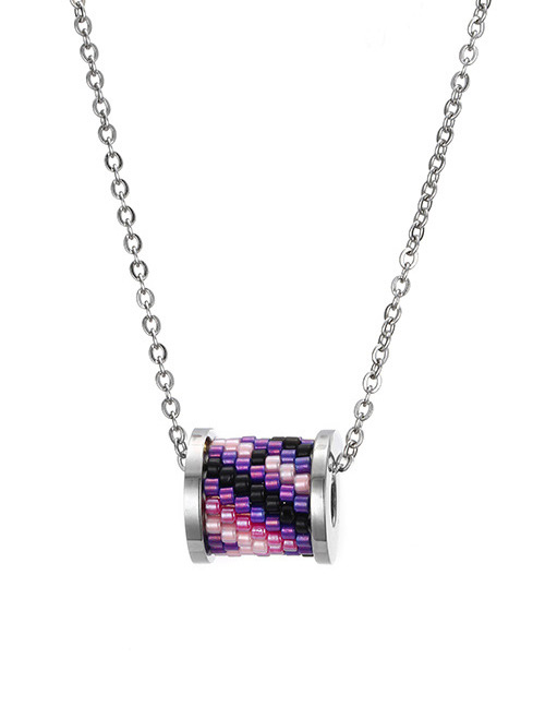 Fashion Pink+purple Bead Decorated Necklace