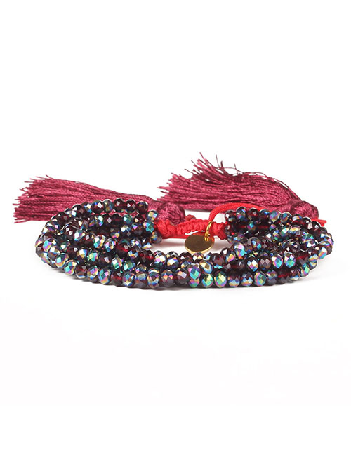 Fashion Claret Red Bead&tassel Decorated Bracelet