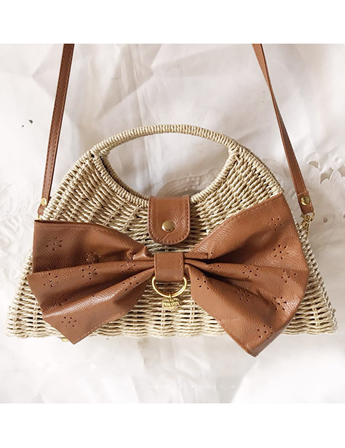 Fashion Brown Bowknot Shape Decorated Shoulder Bag