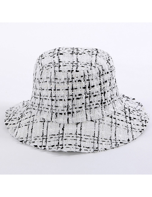Fashion White Grid Pattern Decorated Hat