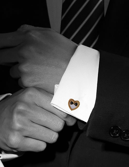 Fashion Gold Color Heart Shape Decorated Cufflinks