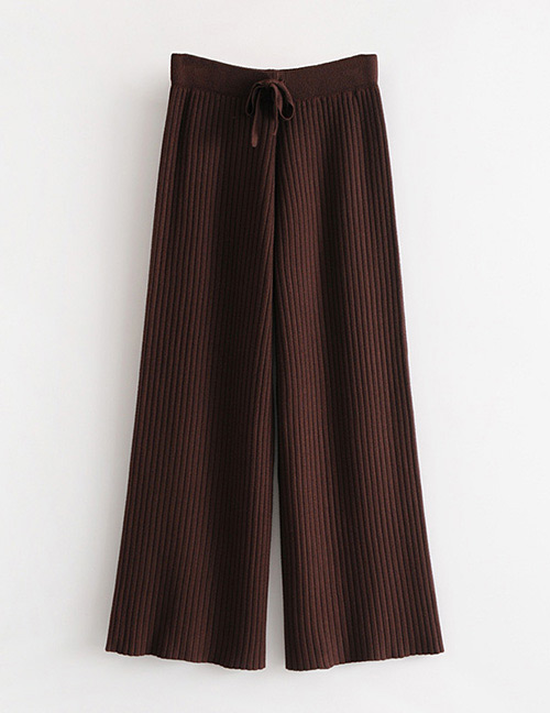 Fashion Brown Pure Color Decorated Loose Pants