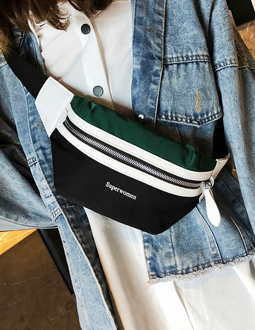 Fashion Green+black Color Matching Design Sport Bag