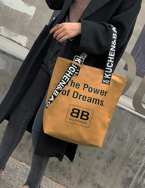 Fashion Light Brown Letter Pattern Design Casua Shoulder Bag