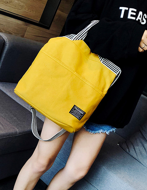 Fashion Yellow Stripe Pattern Design Square Shape Bag