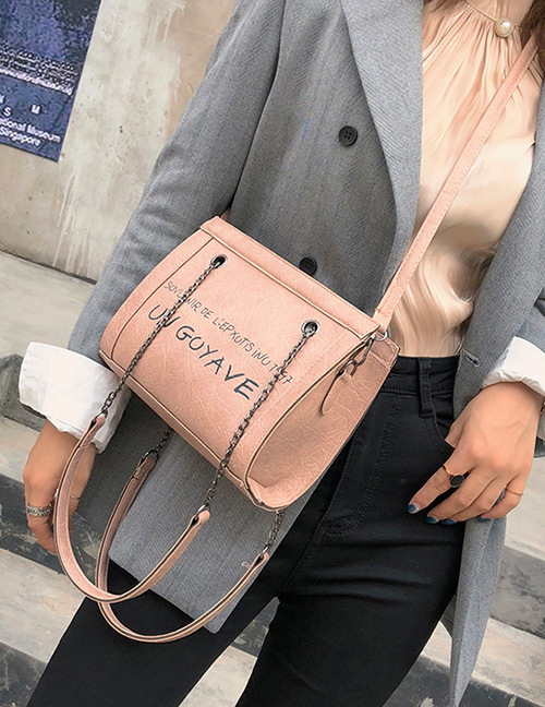Fashion Pink Letter Pattern Design Shoulder Bag