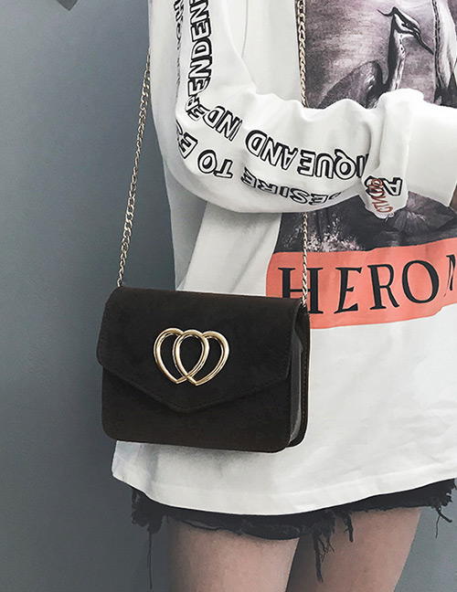 Fashion Black Heart Shape Decorated Pure Color Bag