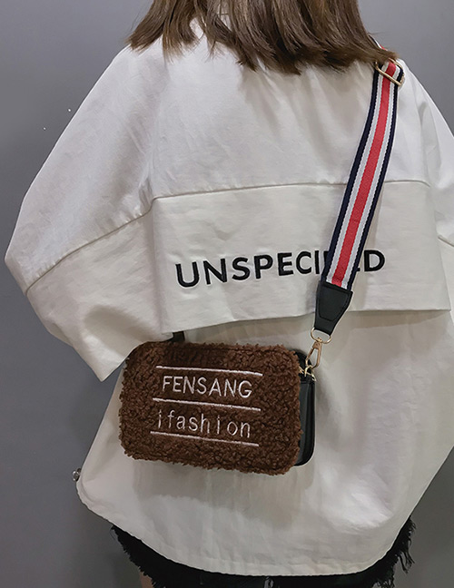 Fashion Coffee Letter Pattern Design Wide-strap Shoulder Bag