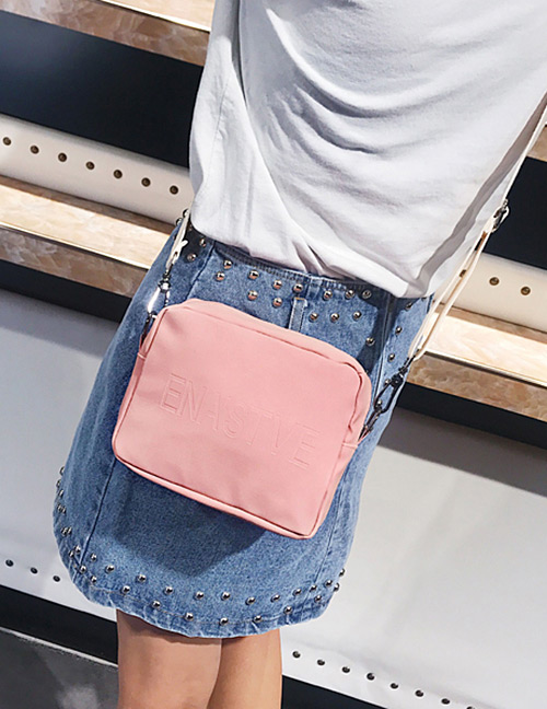 Fashion Pink Letter Pattern Design Pure Color Shoulder Bag