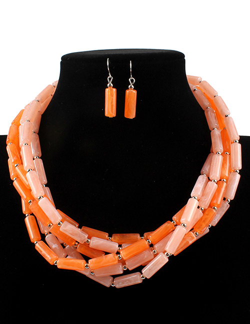 Fashion Orange Cylindrical Shape Design Multi-layer Jewelry Sets