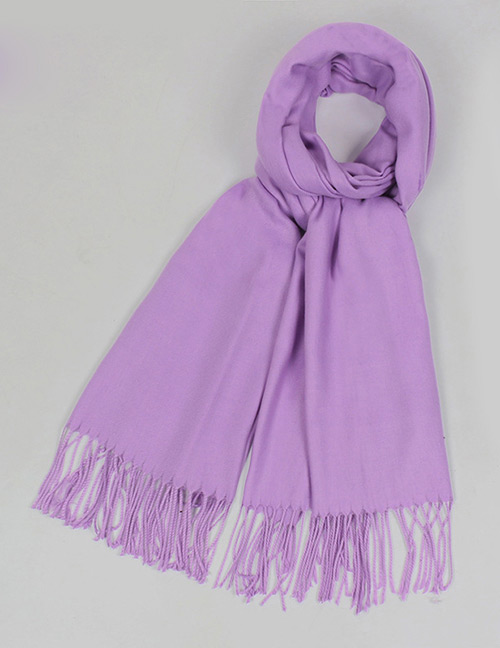 Fashion Purple Pure Color Decorated Warm Scarf