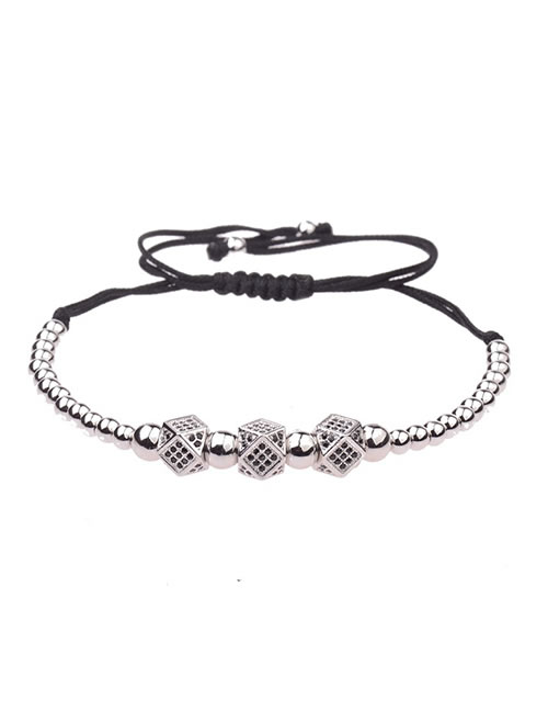 Fashion Silver Color Rhombus Shape Decorated Hand-woven Bracelet