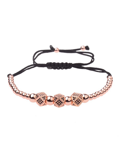 Fashion Rose Gold Rhombus Shape Decorated Hand-woven Bracelet