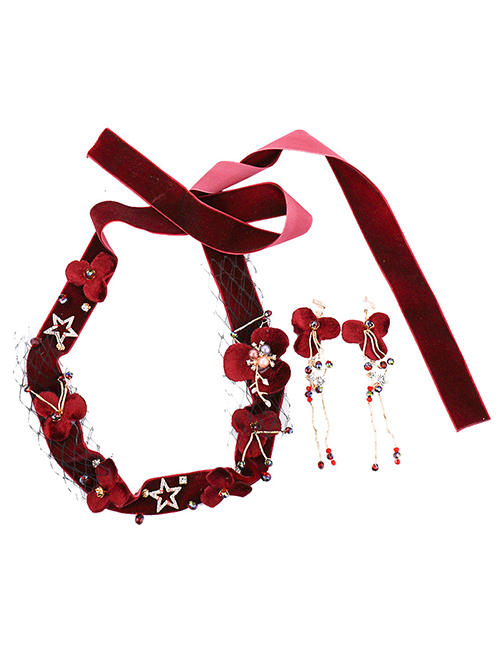 Fashion Red Star&flowers Decorated Hair Accessory