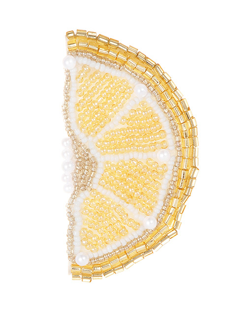 Fashion Yellow Full Pearls Design Lemon Shape Brooch